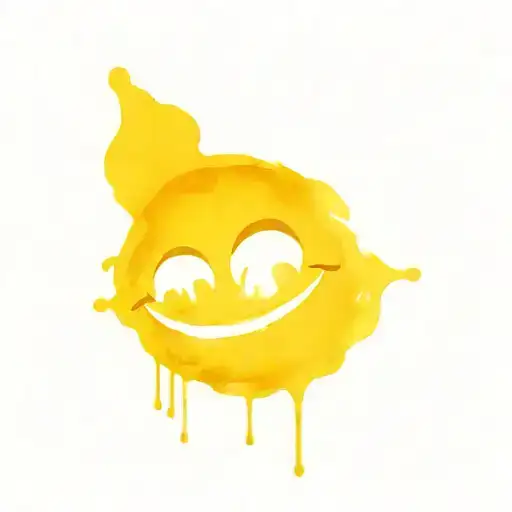 Smiley Evil Face Watercolour In Backround Holding