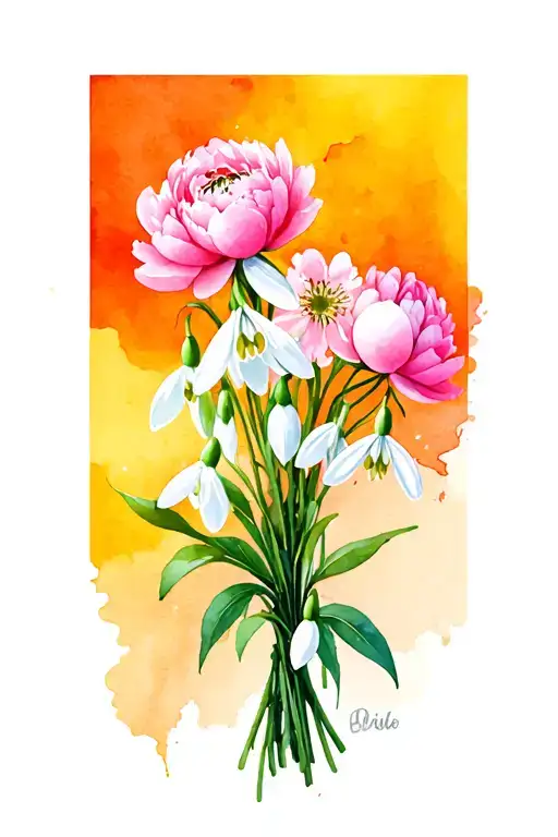 Bouquet Snowdrop Peony And Cherry Blossom Bouquet