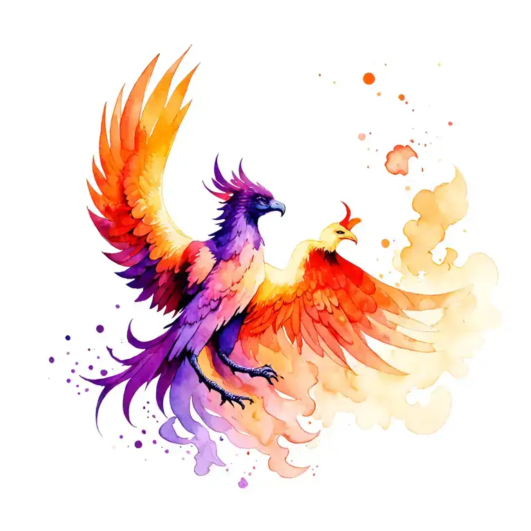 Purple Phoenix Rising From Ashes