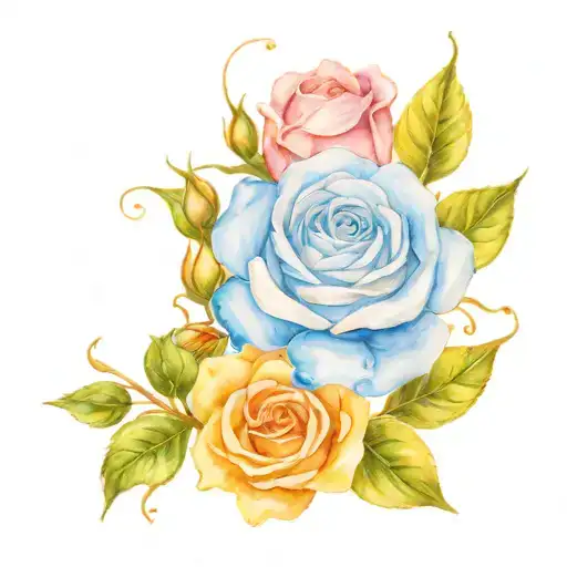 Rose And Honey Suckle Flowers