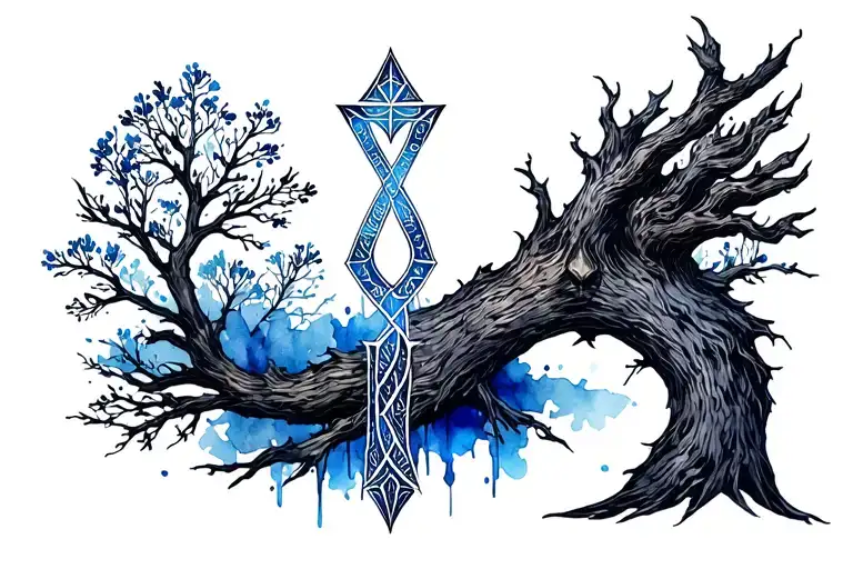 Nordic Rune For Freya Symbol Tree Royal Blue