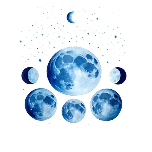 5 Moon Phases Going Vertically And Have A Celestial Images Around The Moons