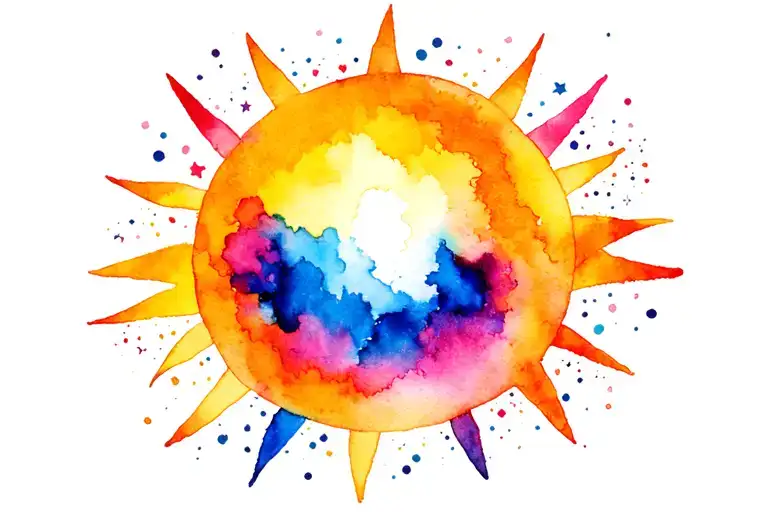 Stars And Sun With A Background Of Colors