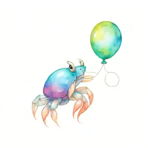 Baby Crab Holding Balloon Floating