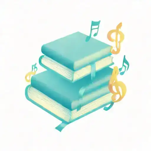 A Tattoo Of A Stack Of Books With Musical Notes And Symbols Woven Into The Pages