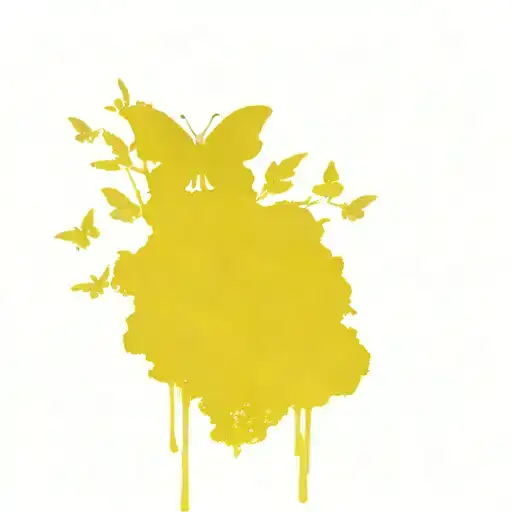 Cherry Tree On Books And Yellow Butterflies