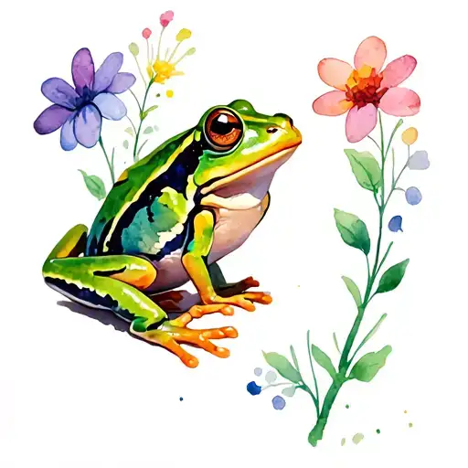 Simple Frog And Flowers Going