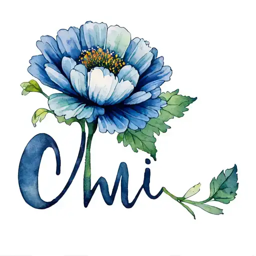 Small Ankle Tattoo With Floksie Flower And The Word Omi