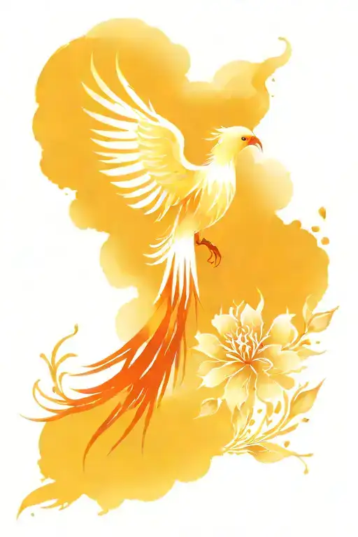 Phoenix Bird Flying With Flower