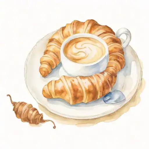 A Plate Of Croissant With Coffee
