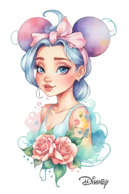 Disney Style Tattoo Design Featuring