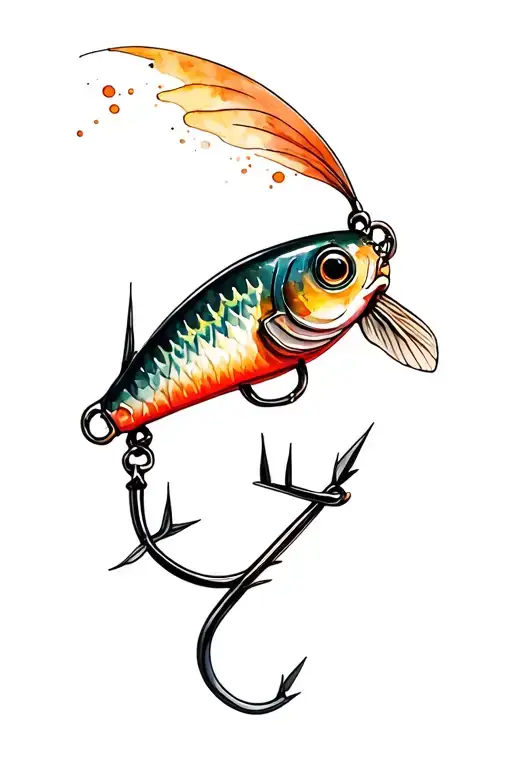 Flyfishing Lure With Watercolour Splashes