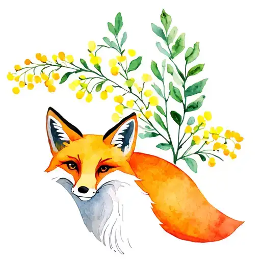 Fox With Mimosa