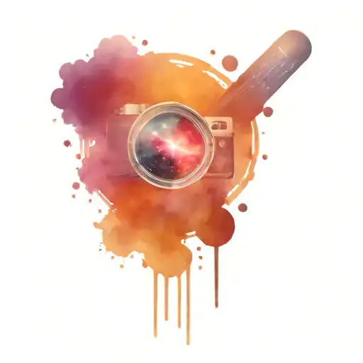 A New-school Design Of A Camera Lens Morphing Into A Galaxy With Stars And Planets