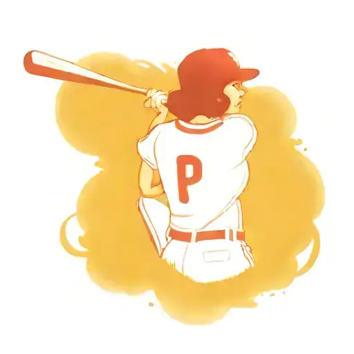 A Pinup Girl Dressed In A Philadelphia Phillies Baseball Jersey Swinging A Bat