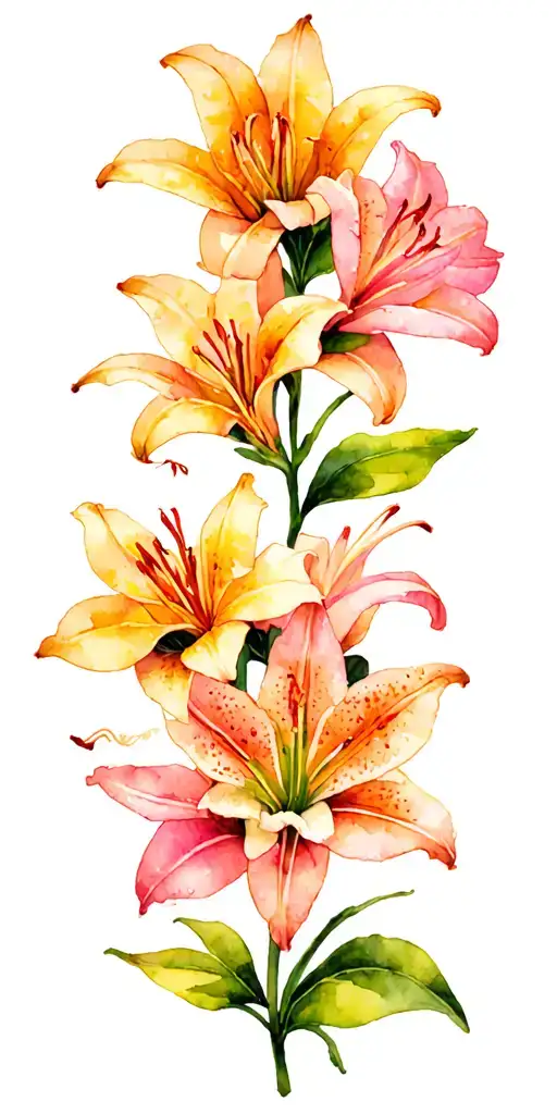 Azalea And Lily Flowers Intertwined