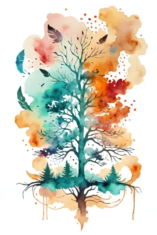 Galaxy Tree With Native American Feathers