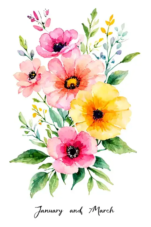 January And March Birth Flowers With Name
