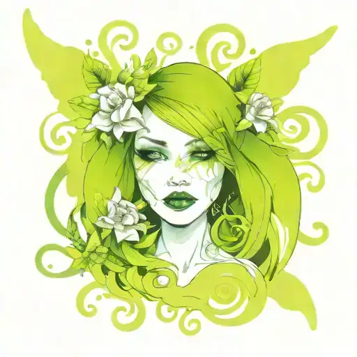 Bbw Green Witch Tattoo With A Hint Of Punk Rock Edge