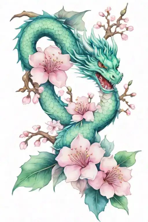 Asian Dragon Cherry Blossom Flowers