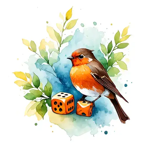 Robin Bird And A Pair Of Dice Rolling