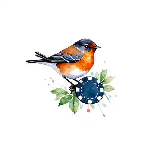 Robin Bird And A Poker Chip