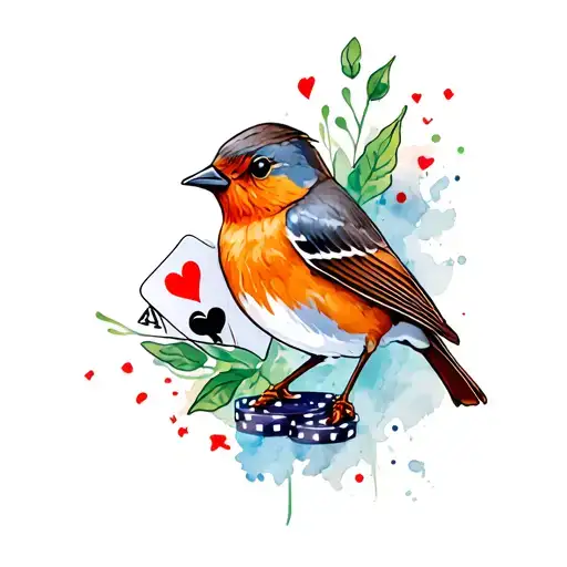 Tattoo That Has A Robin And A Casino Theme