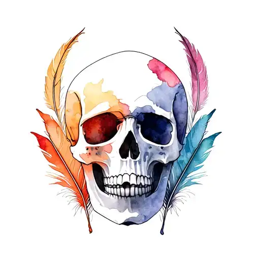 Skull And Feathers And Simbol Of Family