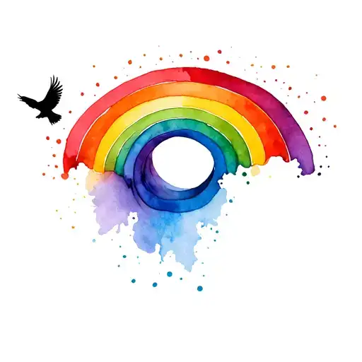 Autism Infinity Rainbow With Small Black Bird Flying Out Of The Edge Of The Rainbow