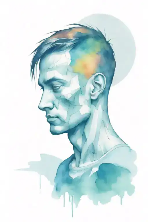 Depressed Man Head Sad Abstract Tattoo Design