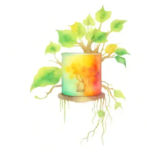 A Large Tree With Rainbow Leaves Growing Out Of A Giant Couldron Potions Shop