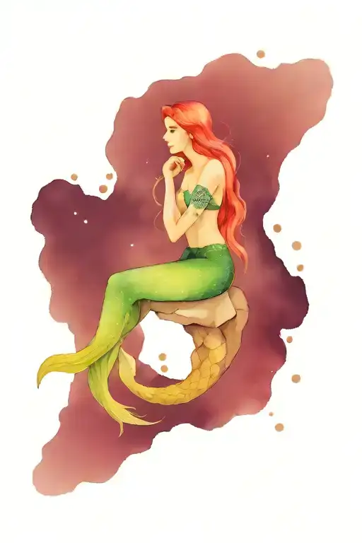 Mermaid On A Rock Night Sky Aquarius Constellation