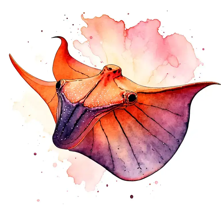 Watercolor Stingray Gliding