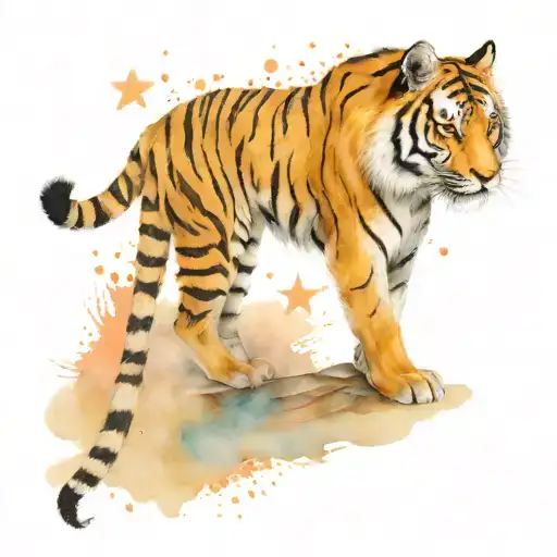 Tiger And Five-pointed Star