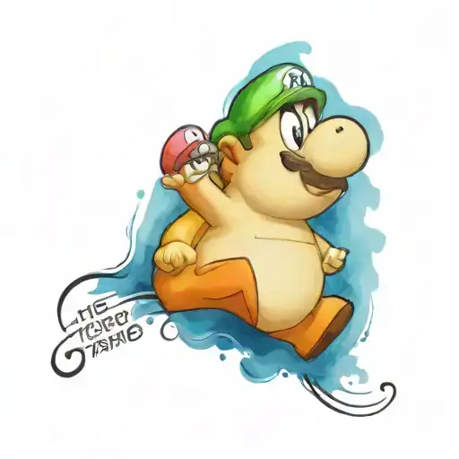 A Teacher-inspired Tattoo With Super Mario Brothers Characters And Bible Verses