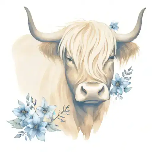 Highland Cow With Flowers
