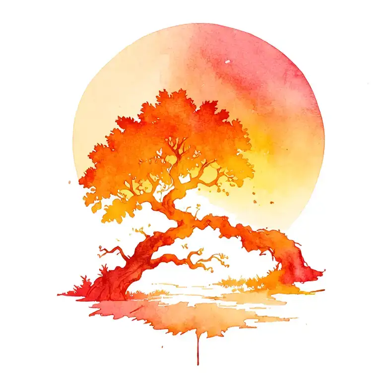 Sun And Tree Intertwined