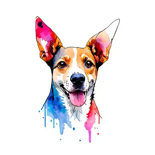 Fine Line Colorful Dog Front View Of Head