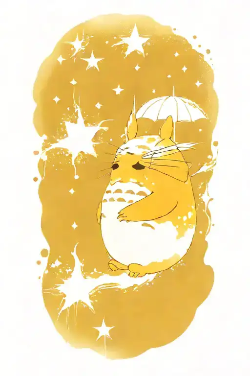 Cute Totoro Watching The Starry Sky