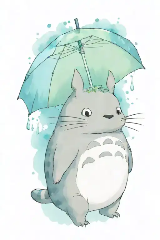 Cute Totoro With Umbrella