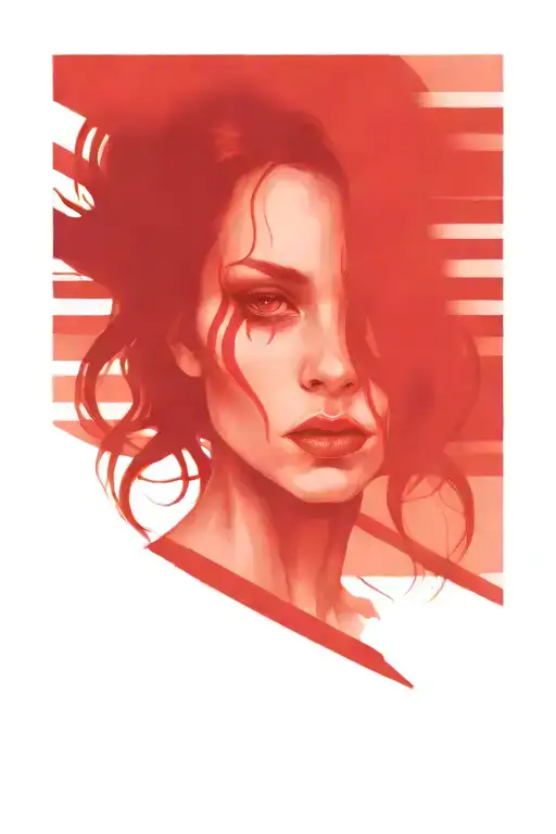Woman Demon And Red Stripes