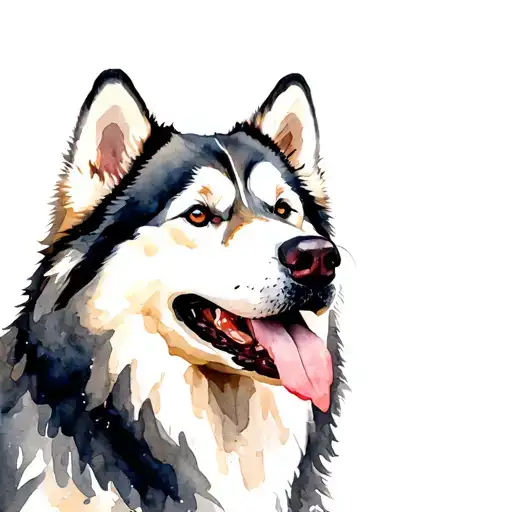 Malamute Portrait Wise Happy Old Forest Sushi Hungry Black Lined Fine