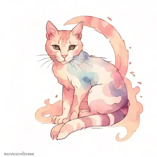 A Minimalist Tattoo Design Of A Cat Wearing A Taylor Swift Inspired Outfit