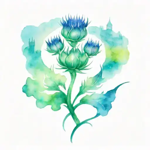 Edinburgh Castle With Thistle And Shamrock Intertwined