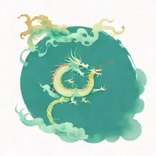 Chinese Dragon Flying With Two Boys Riding