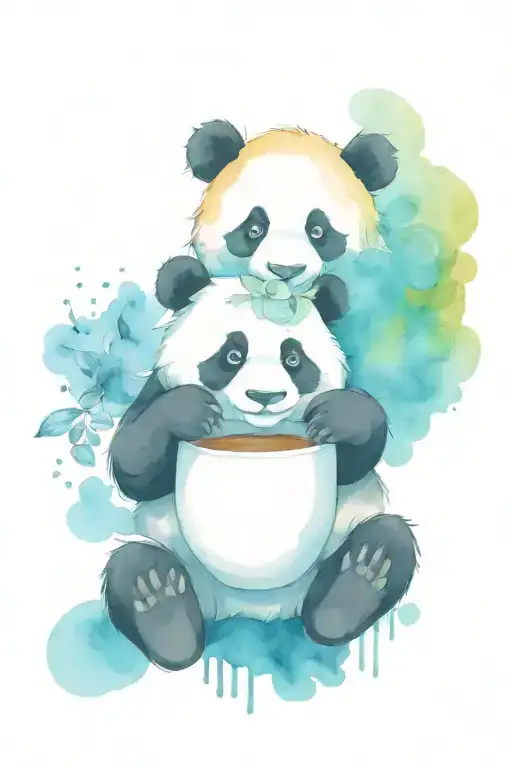 Panda And Coffee Cup