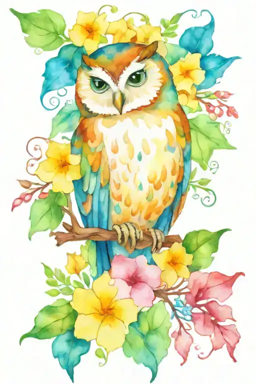 Morningglory Vine Around An Owl