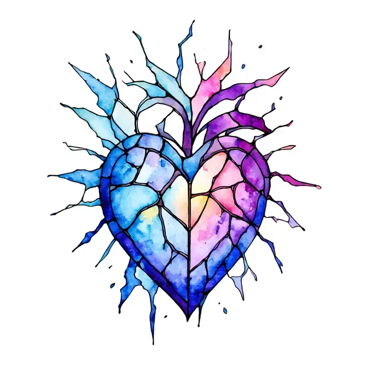 Stained Glass Shattered Heart