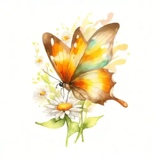 Colourful Butterfly With Daisy