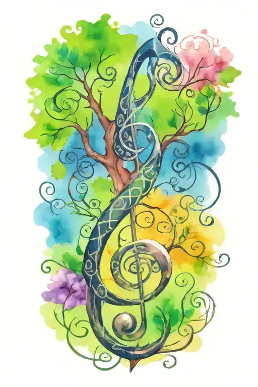 Treble Clef With The Tree Of Life On G Clef